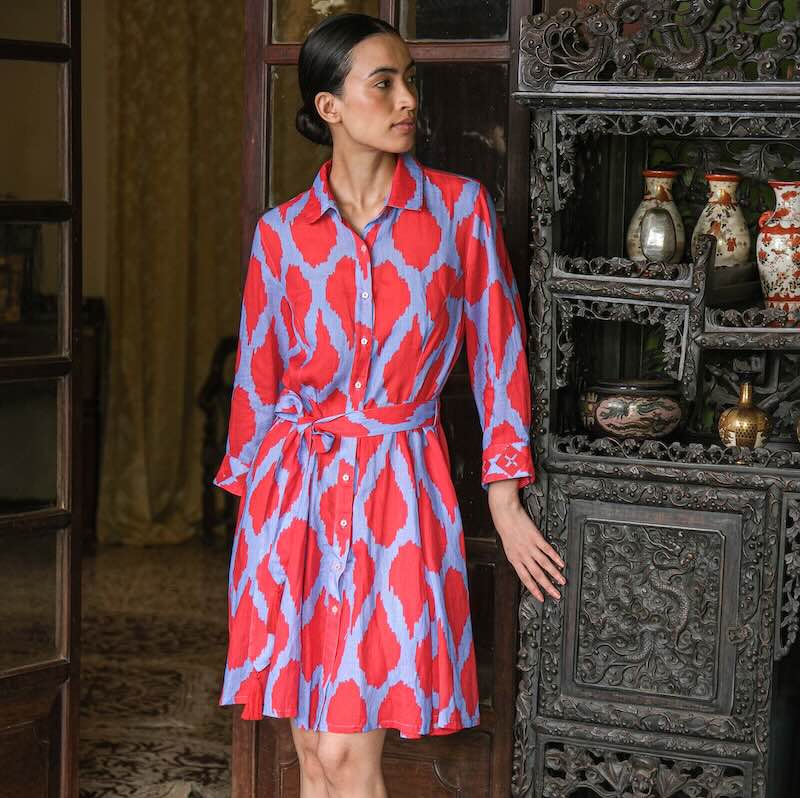 Pear Kleid iKat Rot 4 - Nimo with Love: Minkleid, Leinen, Hemdkragen