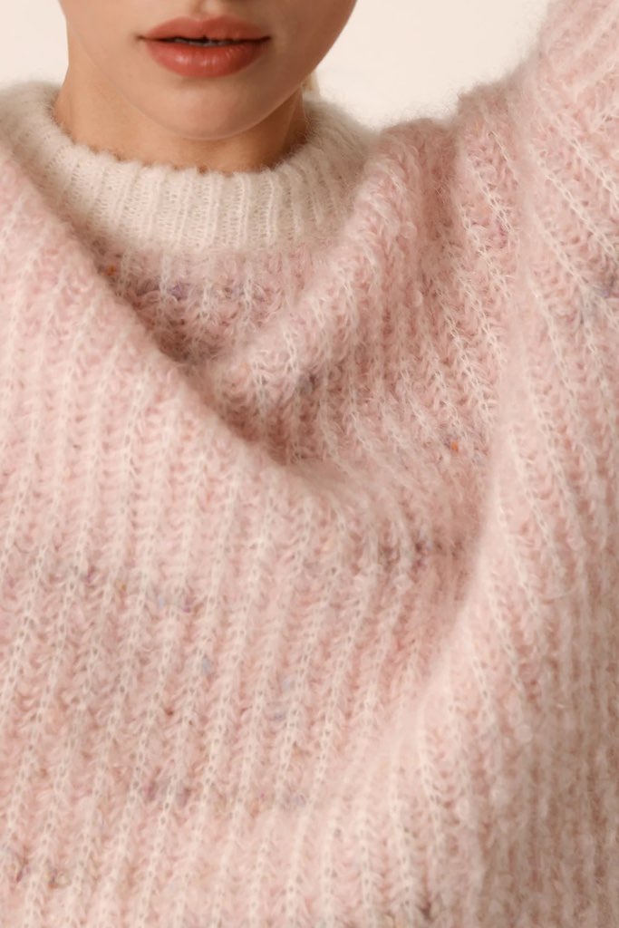 Pullover Albertine Puder 1 - Des Petits Hauts: Mohair, Oversize, rosa