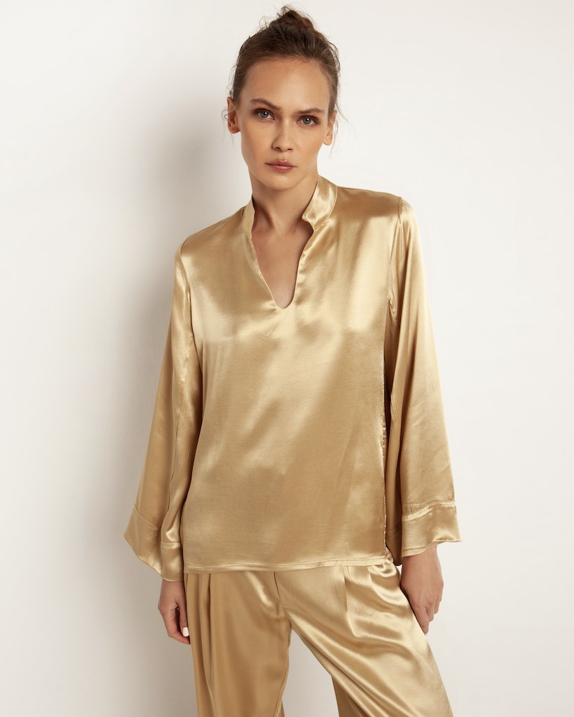 Satin Blouse Gold classic Kori