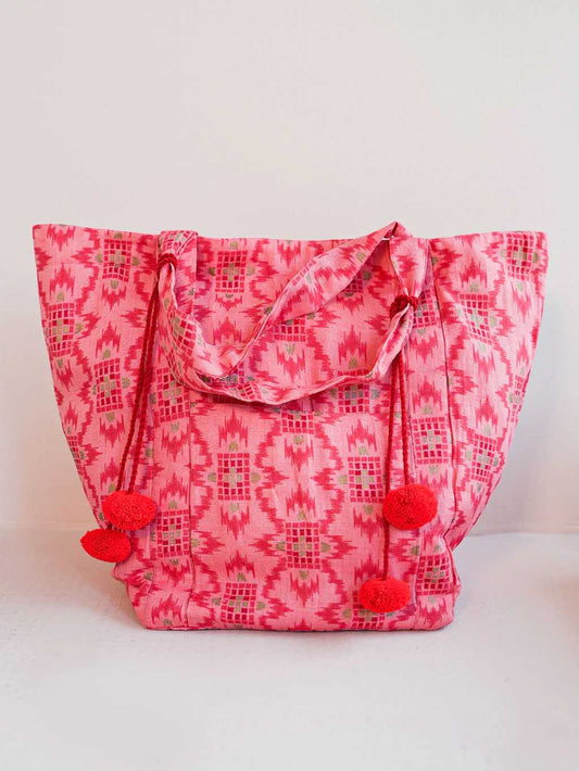 Udine Tasche coral - Nimo with Love: Tragetasche, Stickereien, Pompons